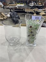 Pressed Glass Vase full of Flat Glass Fillers &