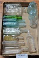 FLAT OF VTG. VARIETY OF GLASS BOTTLES