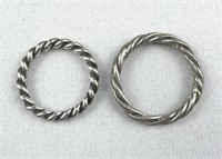 (2) 925 Silver Twist Rings