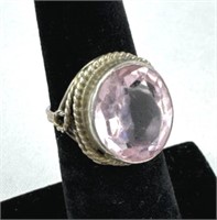 925 Silver Pink Stone Ring