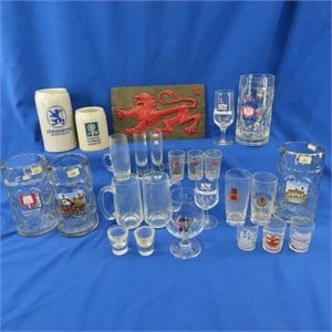 Foreign Beer Steins and Bar Ware