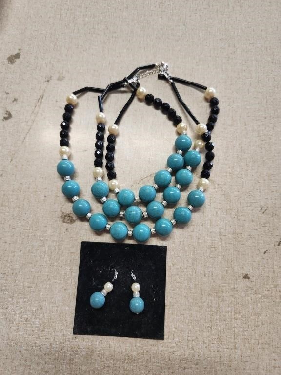 Avon Turquoise Necklace &,Earring Set