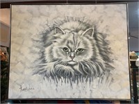 Framed 48x60” Thomas Lee Persian Cat On Canvas