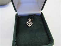 12k White Gold Diamond Heart Shaped Pendant