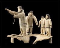 ROMEO EEKERKIK, Inuit, Family Fishing Scene, mid-l