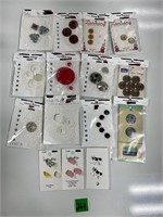 Vtg Buttons Metal Plastic Glass