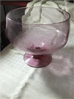 Large Purple Glass Footed Glass Dish