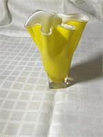 Yellow Glass Handkerchief Vase - Japan 4"