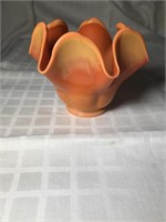Vintage Orange Rufgled a Glass Vase - 4"