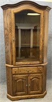 Two Piece Oak Corner Cabinet
