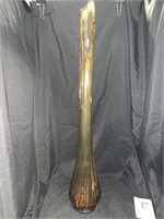 34.75 " MID-CENTURY AMBER SWUNG VASE