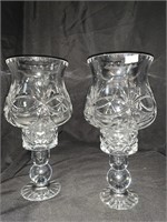 11.25 “ PAIR OF BLOCK CRYSTAL 2 PC CANDLE HOLDERS