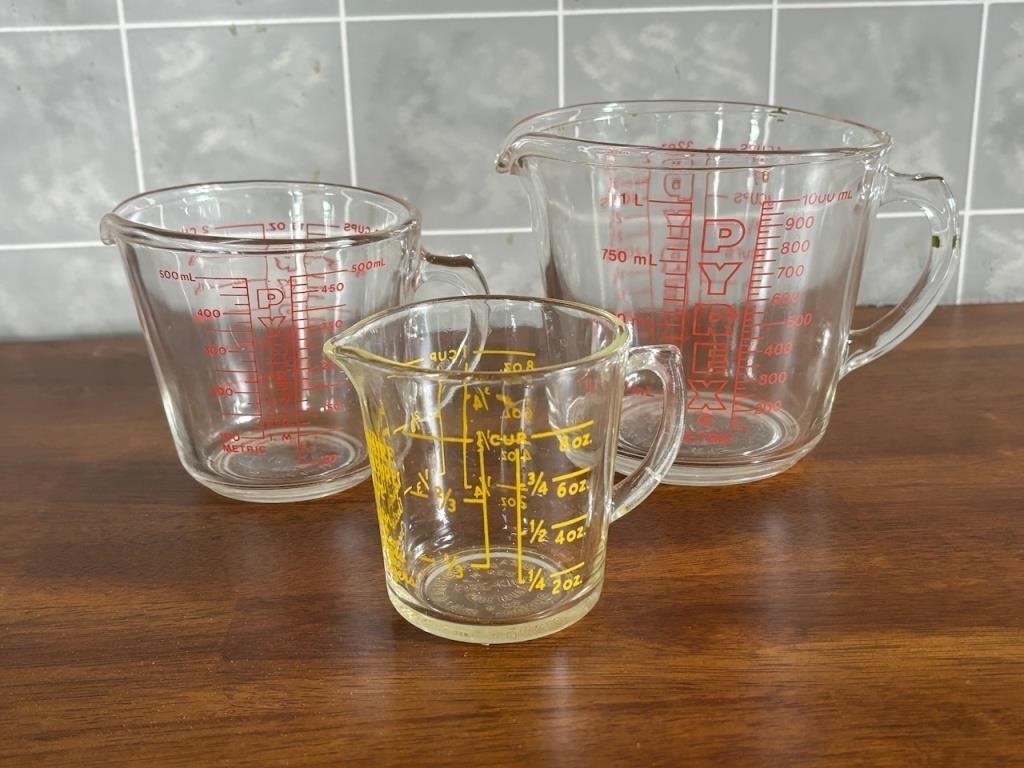 Trio of Glass Measuring Cups