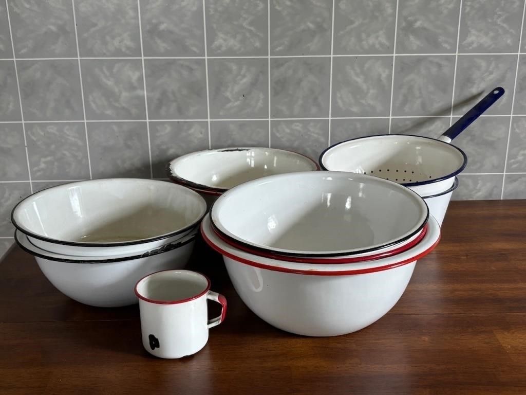 Collection of Enameled Kitchen Ware