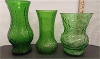 Vintage green glass bases. 1 is Hoosier glass