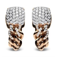 18k Rgold Round .82ct Diamond Chain Style Earrings