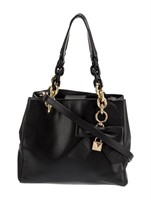 Michael Kors Black Leather Bow Acc Top Handle Bag