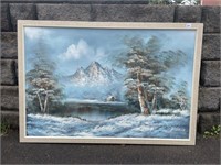 AMAZING SIGNED FRAMED PAINTING 38 X 27 INCH
