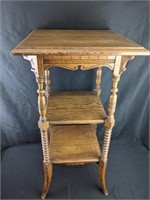 Antique Oak Three Tier Side Table