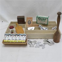 Primitive Wood Kitchen Utensils - Tins / Labels /