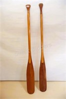 Pair of Hand Carved Wooden Canoe Paddles