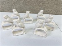 Japanese Bone China Owl Napkin Ring Set of 7