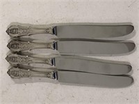 4 ROSE POINT STERLING SILVER HANDLE KNIVES