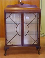 Vintage walnut veneer display cabinet