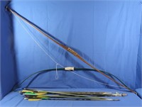 Vintage Indian Archery Bow, Bow, Arrows