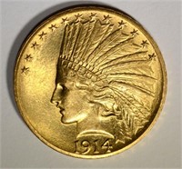 1914 $10 GOLD INDIAN CH BU