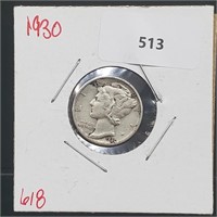 1930 90% Silver Mercury Dime 10 Cents