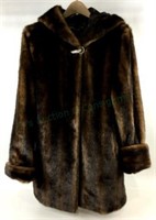 Pamela Mccoy Faux Mink Fur Hooded Coat