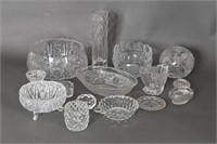 Vintage Crystal/Glass Rose Vases, Serving Bowls