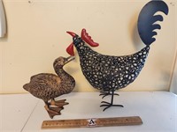 Metal Duck and Rooster