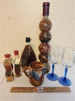 Fruit Vinegar Containers, Wine Glasses, Sm Pitcher