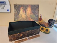 Rooster Box & Rooster in Sunflowers Figurine