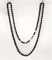 Vintage Garnet Beaded Necklace 34"