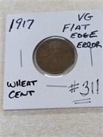 1917 Wheat Cent - VG - Flat Edge Error