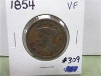 1854 Large Cent – VF