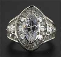 Fancy Marquise 3.35 ct White Topaz Baguette Ring