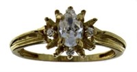 10kt Gold Marquise Cut White Topaz Ring