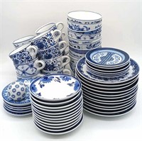 Large Collection of Blue & White China - 58 Pcs