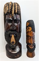 Hand Carved & Painted Heads From Tree Stumps
