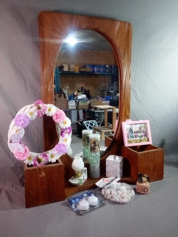 Vintage Dresser Top or Wall Mount Style Mirror