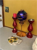 Sunflower Stone, Gazing Ball & Candle Holders