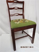 Mahogany Ribbon back side chair with needle point