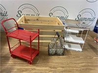 Wooden crate, mini server/venders cart & more