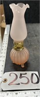 8" Pink Glass Oil Lamp