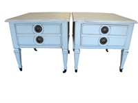 Pair of white end tables with two drawers