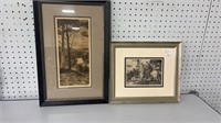 Two Framed Etched Prints